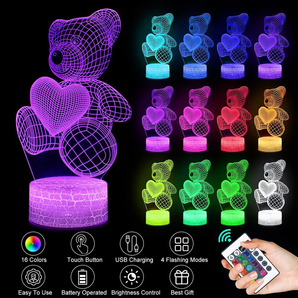 3D Lamp Acrylic USB LED Night Lights Neon Sign Lamp Valentines Day Gifts