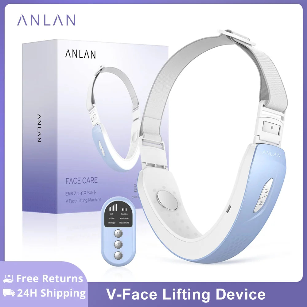 ANLAN V-Face Lifting Device Fixed Face Contour EMS Massage Double Chin Remove V-shaped Red/Blue Light Therapy