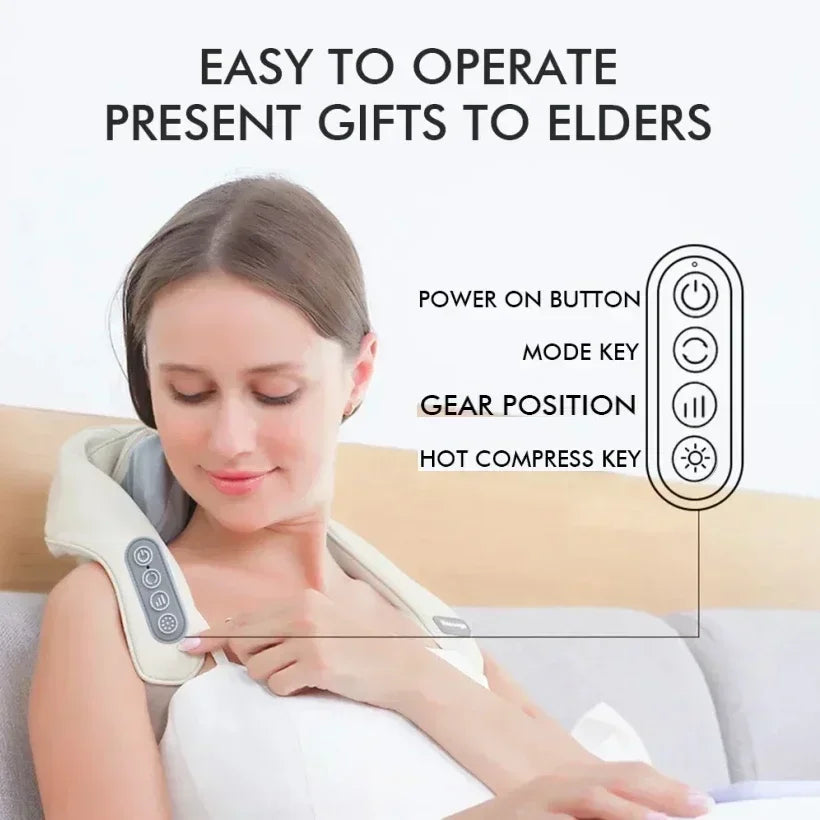 Electric Heat Neck Massage Shawl Shiatsu Kneading Cervical Spine Massager