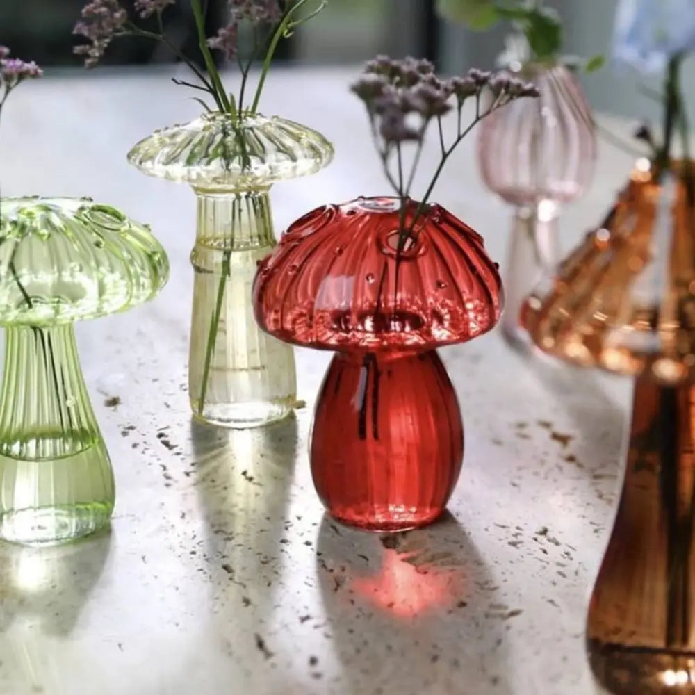 Transparent Jelly Color Mushroom Glass Vase Aromatherapy Bottle