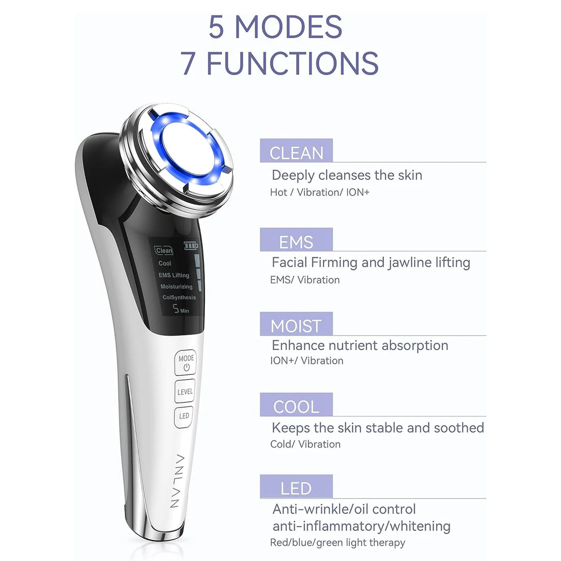 ANLAN EMS Facial Massager LED Light Face Lifting Skincare Wrinkle Removal Skin Tighten Hot Cool Compress Skin Care Beauty Device