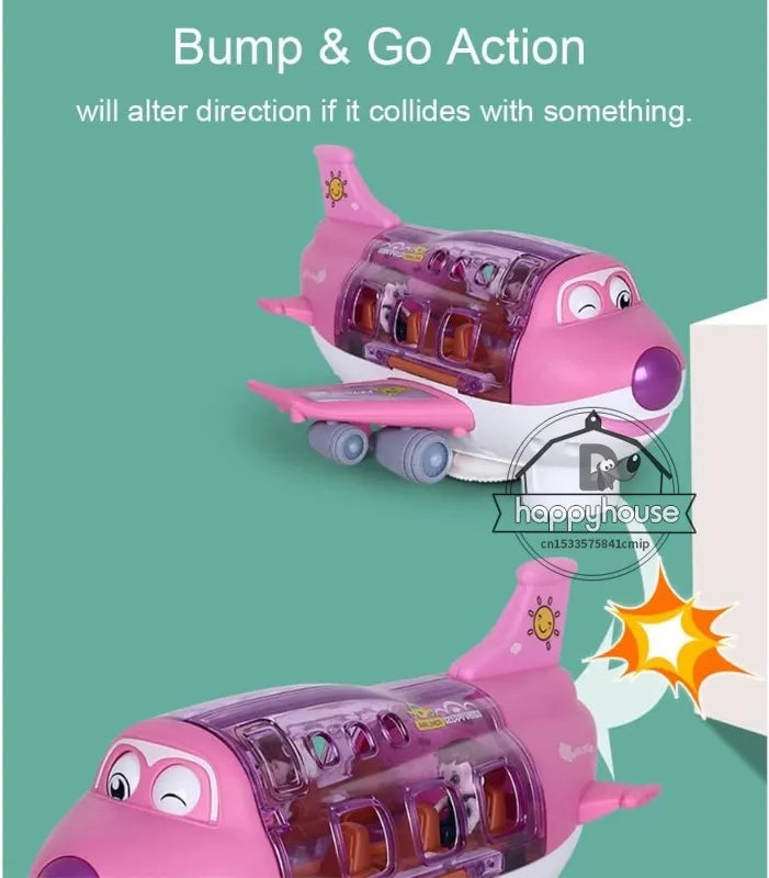 Rotating Electric Plane Airplane Toys for Kids Bump and Go Action