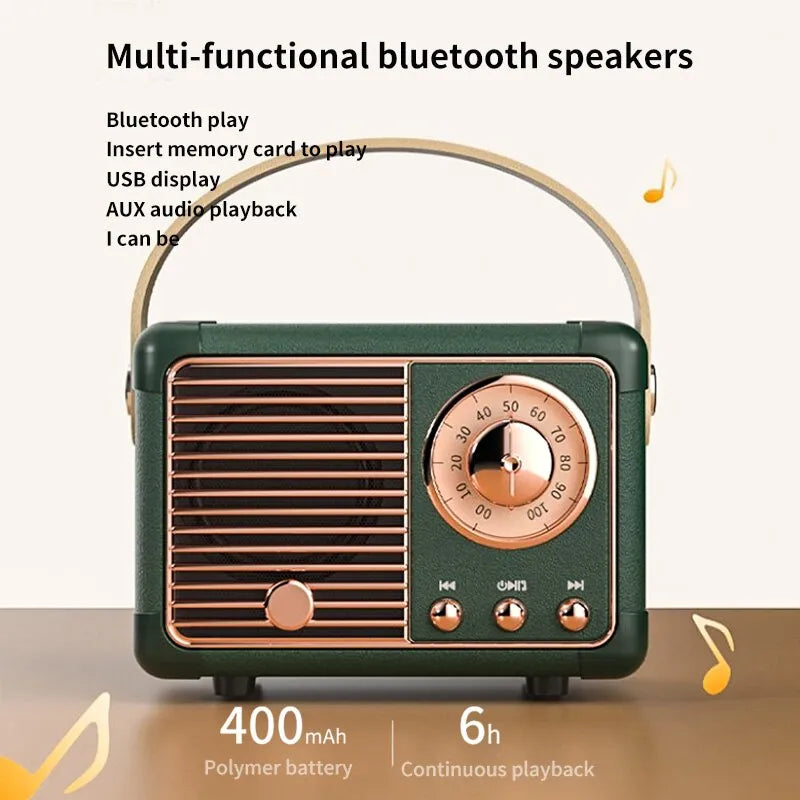 Baolira Retro Portable Bluetooth Speaker Wireless Bass Subwoofer Waterproof Outdoor