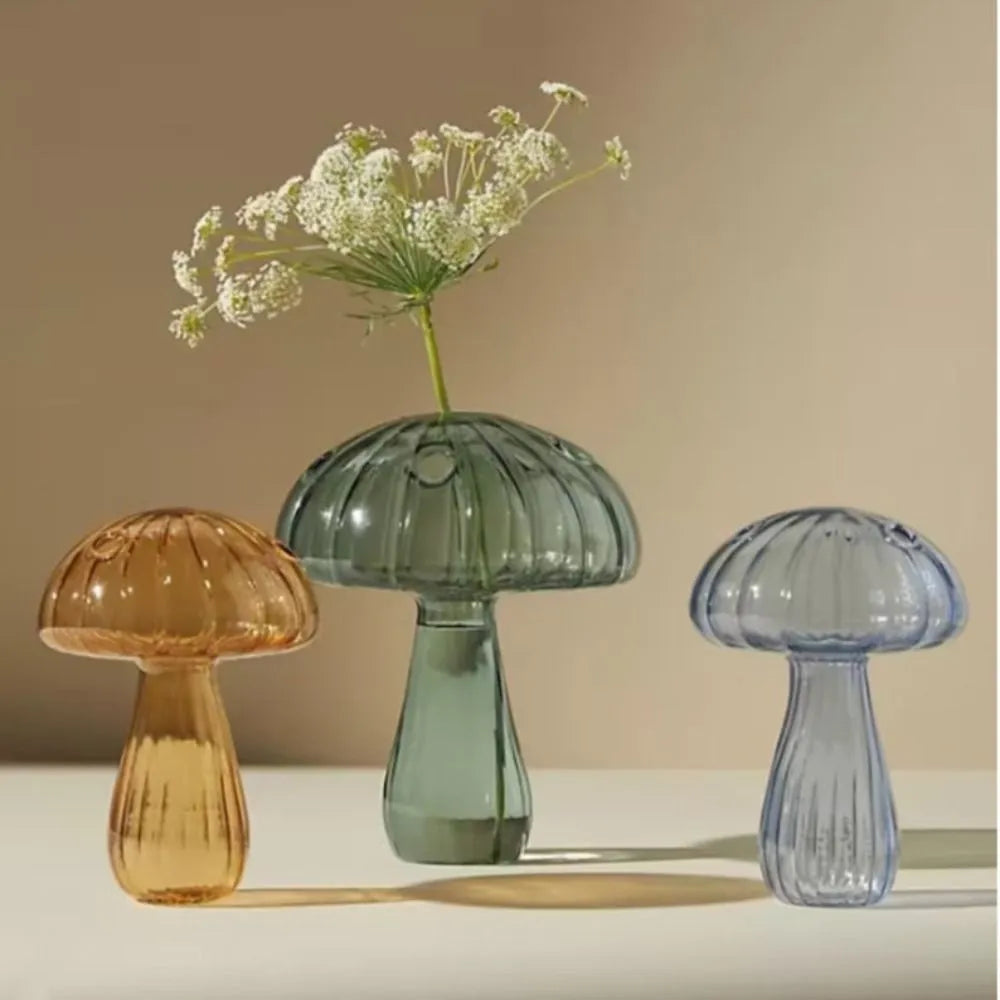 Transparent Jelly Color Mushroom Glass Vase Aromatherapy Bottle
