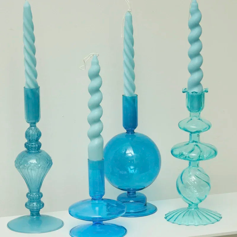 Decorative Candle Holders Colorful Glass Flower Vase