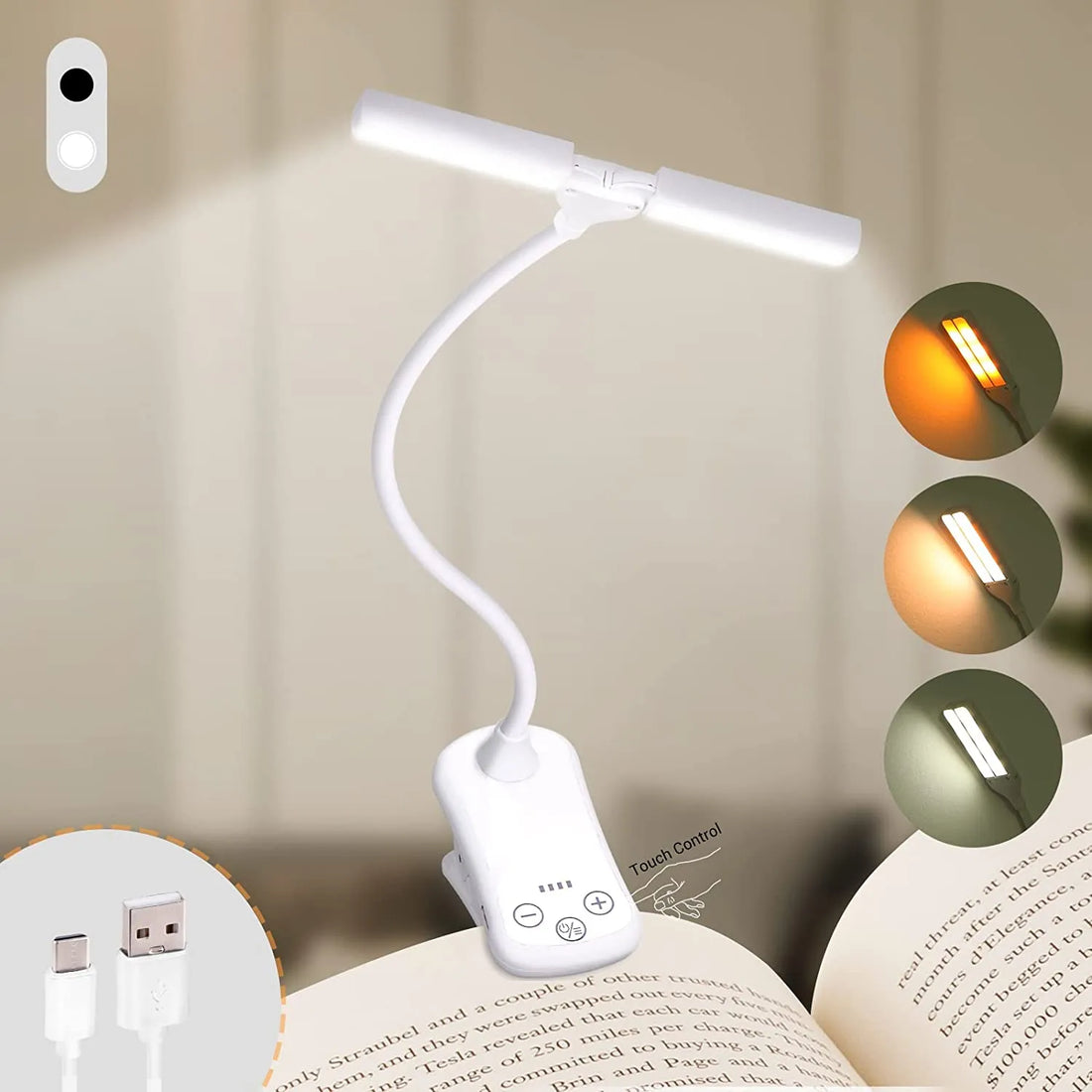 LED Book Light USB Rechargeable Reading Light Lamp 214 LED Book Light USB Rechargeable Reading Light Lamp 3-Level