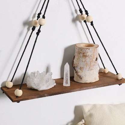 Black WoodenShelf  Hanging Wall Shelves Boho