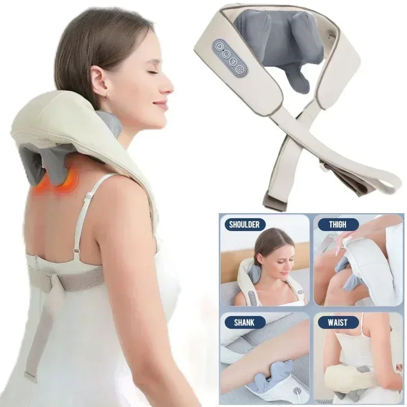 Electric Heat Neck Massage Shawl Shiatsu Kneading Cervical Spine Massager