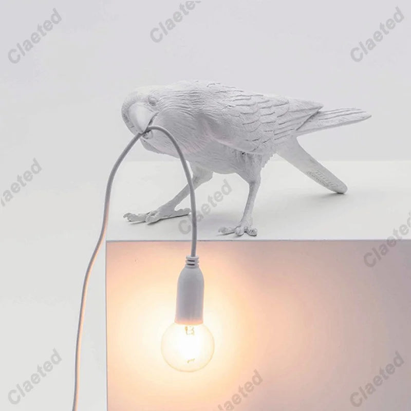 E14 Bulb with Plug Gothic Lamp Vintage Resin Bird Lamp, Crow Wall Lamp, Table Lamp Night