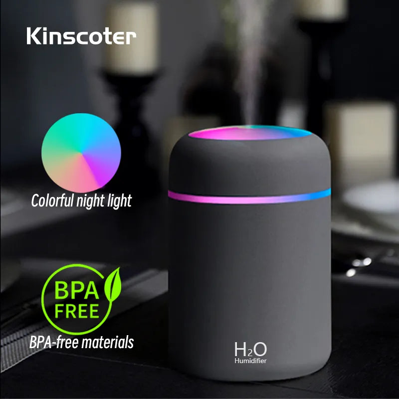 air humidifier portable mini usb 300ml light feature aroma diffuser